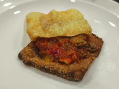 Crujiente de zamburiñas